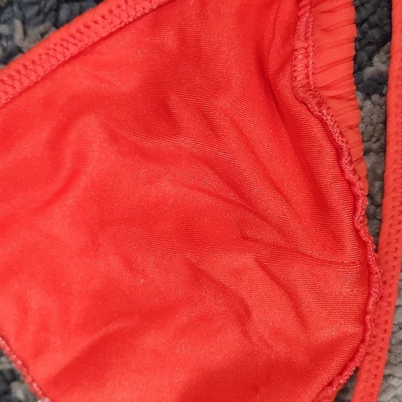 Red Rib Vinca candy string bathing suit top - Picture 9 of 9